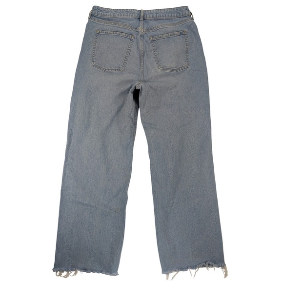 Old Navy Jeans Women 14 Lt. Denim Sky Hi Rise Wide Leg Distress Raw Hem 90's y2k - Picture 3 of 12